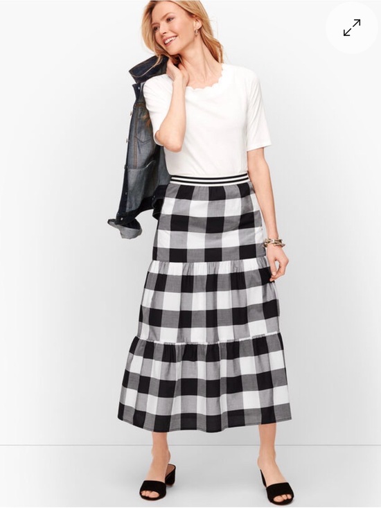 Talbots Dresses & Skirts - Talbots Petite Buffalo Check Tiered Midi Skirt 100% Cotton Cottagecore